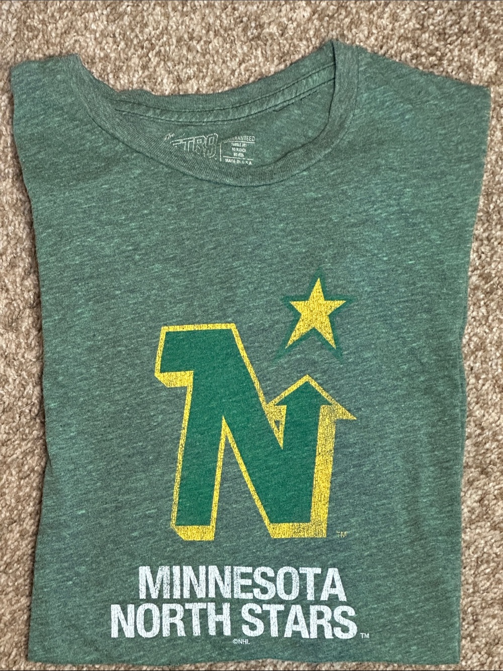 Machine Green Minnesota North Stars Graphic Tee with Yellow Accent
